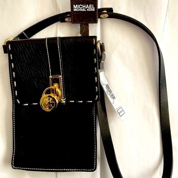 MICHAEL Michael Kors Hamilton black leather snap belt bag gold hardware NWT, S - Picture 4 of 12